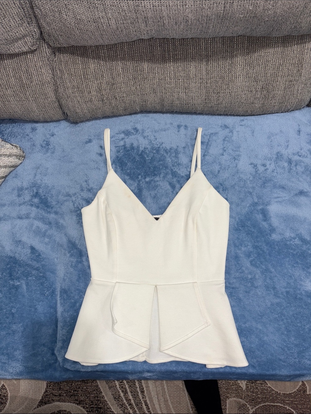 privy White Peplum Camisole with V-Neck
